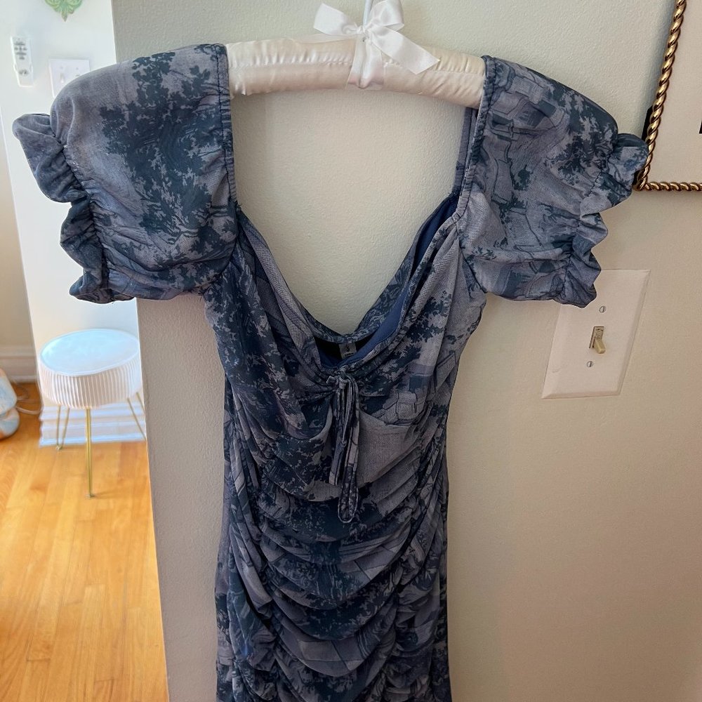 Mediterranean Italian Summer Dress Blue Patterned